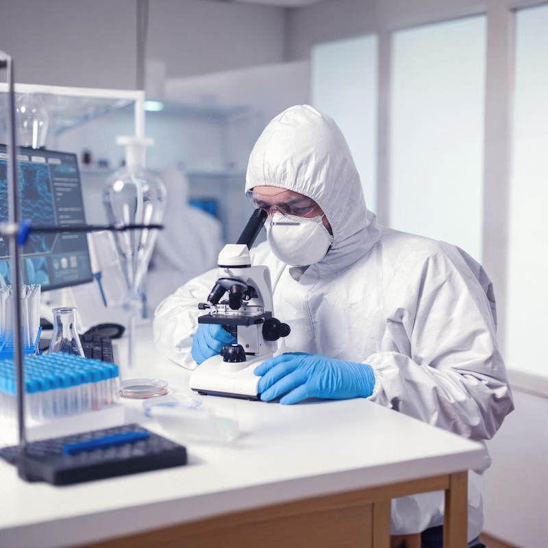 Independent lab analyst processing a Pure Mold Masters air sample